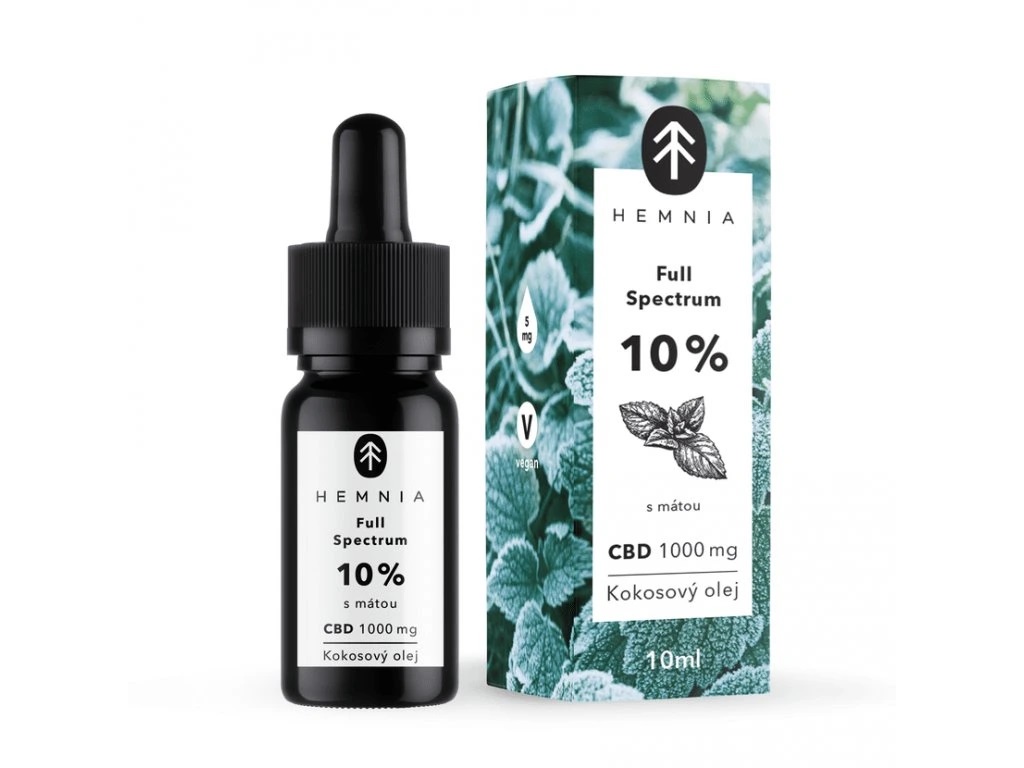 Olej kokosowy Hemnia Full Spectrum CBD MCT 10%, 1000 mg, 10 ml, o smaku mięty